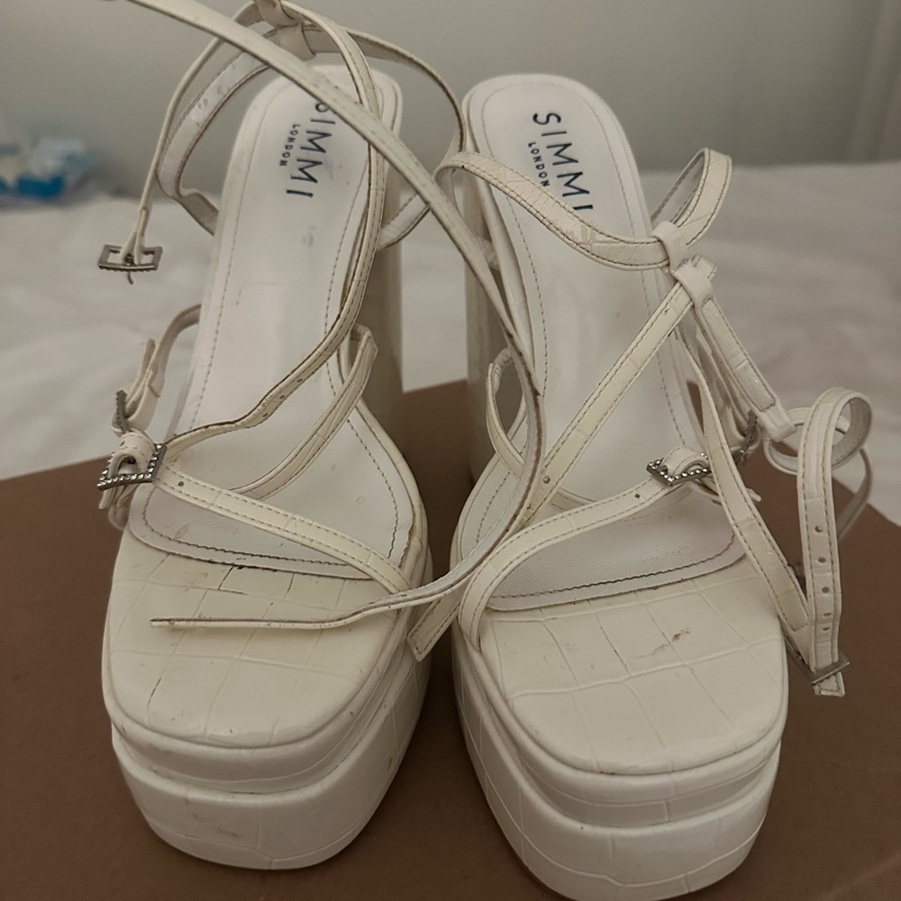 Dolls Kill White Platform Sandals with Strappy Design